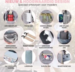 Vulpes BabyCare® Luiertas Rugzak - Luiertassen Met Babybed - Grote Luiertas Met Wieg- Luiertas Verzorgingstas Met Babybedje - Verzorgingsrugzak - Grijs -Kinderwagens Winkel 1200x1149 5