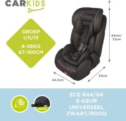 Carkids Verstelbaar Kinderautostoeltje Zwart En Rood | Kinderautostoel Groep 1-2-3 Met Isofix En Top Tether Connector | Kinderen Van 9 Maanden -12 Jaar | 9-36 Kg -Kinderwagens Winkel 1200x1150 11
