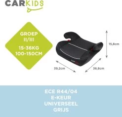 Carkids Auto Zitverhoger Grijs | Autostoeltje Groep 2-3 | Kinderen Van 3,5-12 Jaar | 15-36 Kg -Kinderwagens Winkel 1200x1150 7
