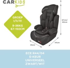 Carkids Verstelbaar Kinderautostoeltje Zwart En Wit | Kinderautostoel Groep 1-2-3 | Kinderen Van 9 Maanden-12 Jaar | 9-36 Kg -Kinderwagens Winkel 1200x1152 15
