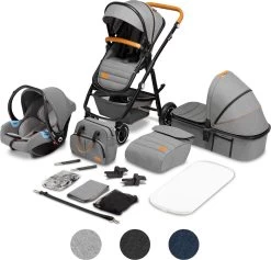 Lionelo Amber 3in1 - Kinderwagen - XXL SET - Incl. Autostoel - 0-22kg