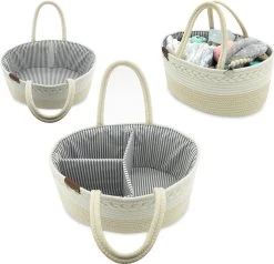 ADSafety - Luxe Katoenen Luiertas - Inclusief Uitneembare Organizer - Verzorgingstas - Opbergtas - Commode Mandje - Baby Spullen - Crème -Kinderwagens Winkel 1200x1154 5