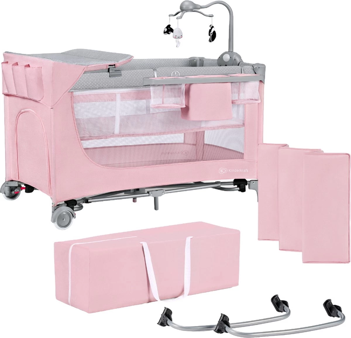 Kinderkraft Campingbed - Leody Met Accessoires - Roze 1 Kinderkraft Campingbed - Leody Met Accessoires - Roze