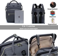 Luiertas - Multifuctioneel Luiertas 3 In 1 - Met Babybedje - Met Verschoningsmatje - Grijs - Met Usb - Met Verdikt Matras -Kinderwagens Winkel 1200x1156 11