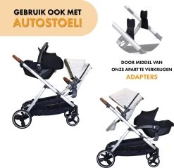 Deryan Evy Kinderwagen - Duo Kinderwagen - Uitbreidbaar - Inclusief Reiswieg - Creme -Kinderwagens Winkel 1200x1161 10