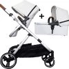 Deryan Evy Kinderwagen - Duo Kinderwagen - Uitbreidbaar - Inclusief Reiswieg - Creme
