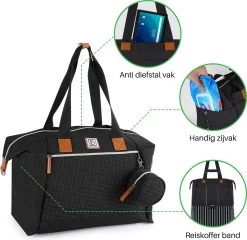 Brisby Slijtvaste Luiertas - Verzorgingstas Groot -Zwart - Inclusief Verschoonmatje - Isoleervakken - Fopspeen Houder - Makkelijk Te Bevestigen Aan De Kinderwagen -Kinderwagens Winkel 1200x1165 4