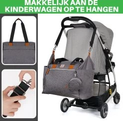 Brisby Slijtvaste Luiertas - Verzorgingstas Groot - Grijs - Inclusief Verschoonmatje - Isoleervakken - Fopspeen Houder - Makkelijk Te Bevestigen Aan De Kinderwagen -Kinderwagens Winkel 1200x1174 3