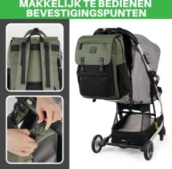 Brisby Slijtvaste Luiertas – Verzorgingstas - Two Tone Groen En Zwart - Inclusief Verschoonmatje - Isoleervakken - Met Geïntegreerde Kinderwagen Haken -Kinderwagens Winkel 1200x1174 5