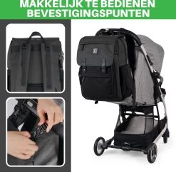 Brisby Slijtvaste Luiertas – Verzorgingstas - Two Tone Zwart En Donkergrijs - Inclusief Verschoonmatje - Isoleervakken - Met Geïntegreerde Kinderwagen Haken -Kinderwagens Winkel 1200x1174 6