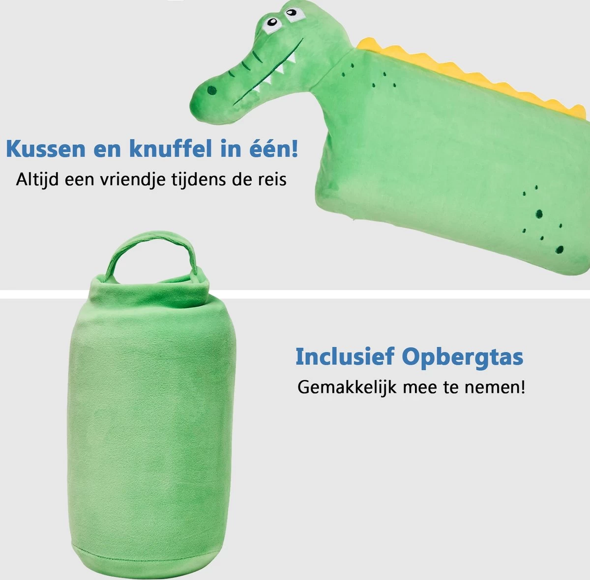 CabinMax Nekkussen - Reiskussen Kinderen - Memory Foam Nek Kussen - Inclusief Opbergtas - Krokodil - Groen 2 CabinMax Nekkussen - Reiskussen Kinderen - Memory Foam Nek Kussen - Inclusief Opbergtas - Krokodil - Groen - Afbeelding 2
