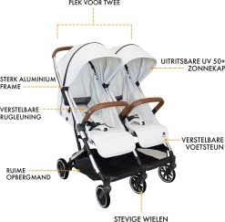 Deryan Luxe Rolo X2 Dubbele Buggy - Duo Buggy - Creme -Kinderwagens Winkel 1200x1182 2