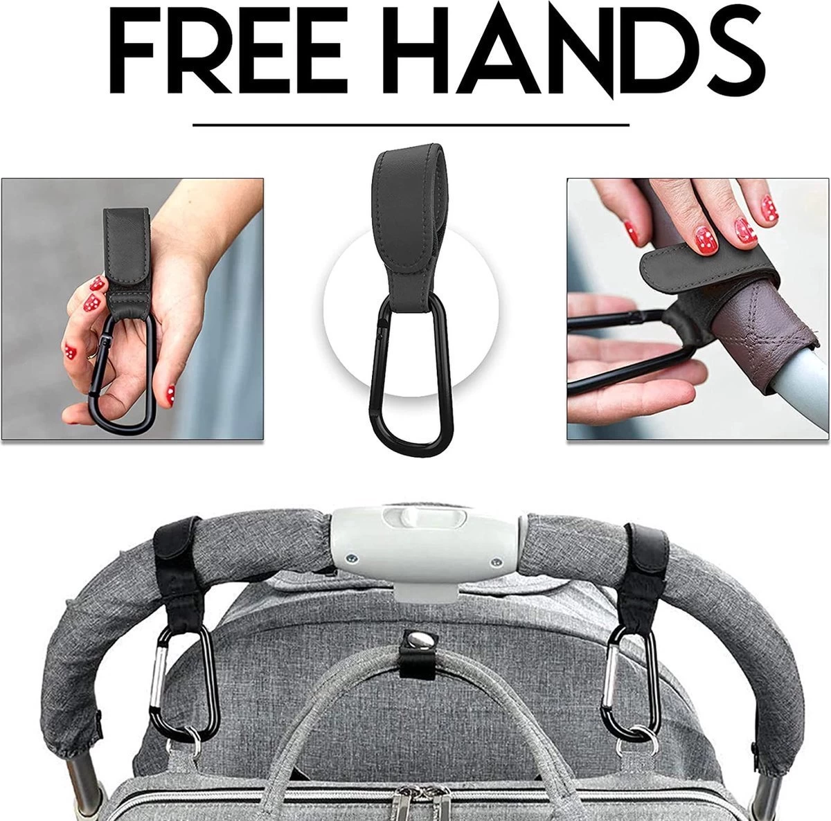 BOTC Kinderwagen Tassenhaakjes - Leer - Haakjes Voor Tassen - Set Van 2 - Leather - Extra Stevig - Buggy Haakjes - Zwart 6 BOTC Kinderwagen Tassenhaakjes - Leer - Haakjes Voor Tassen - Set Van 2 - Leather - Extra Stevig - Buggy Haakjes - Zwart - Afbeelding 6