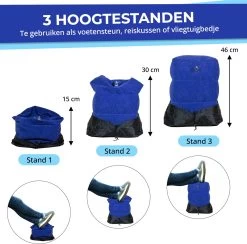 Merkloos Voetensteun - Vliegtuigbedje - Premium Quality - Reisbedje - 3 Hoogtestanden - Vliegtuig Kussen - Voetenbankje Of Poef - Met Opbergzakje & Pomp - Blauw -Kinderwagens Winkel 1200x1187 3