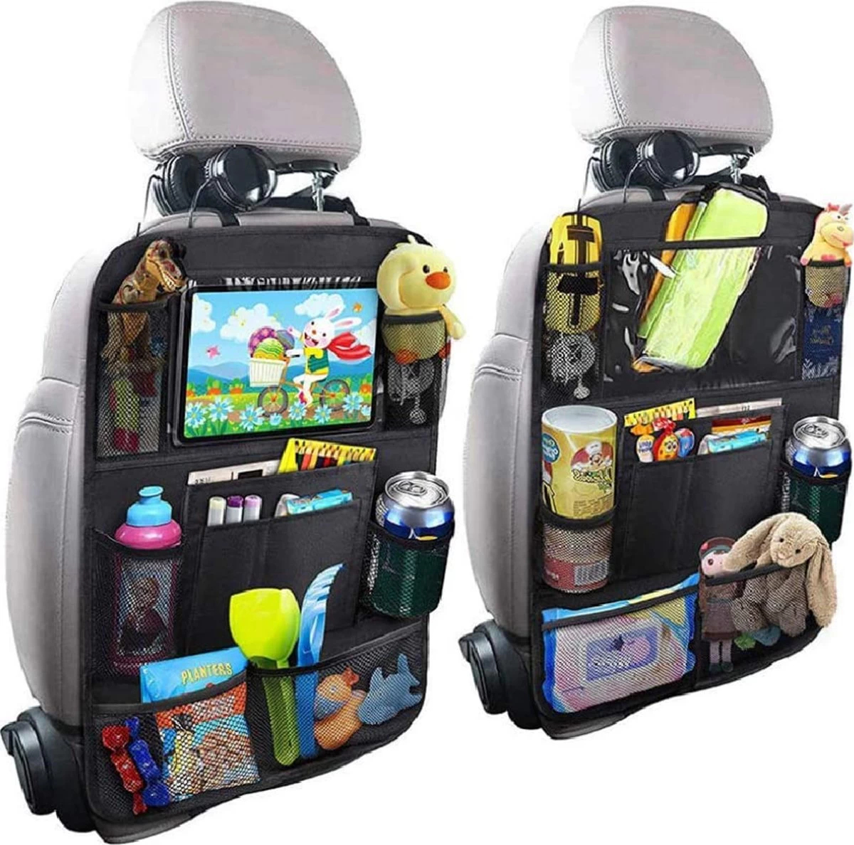 YONO Autostoel Organizer Met Tablet Houder - Auto Stoel Beschermer Achterkant - Bekerhouder En Accessoires Voor Kinderen - 2 Stuks 2 YONO Autostoel Organizer Met Tablet Houder - Auto Stoel Beschermer Achterkant - Bekerhouder En Accessoires Voor Kinderen - 2 Stuks - Afbeelding 2