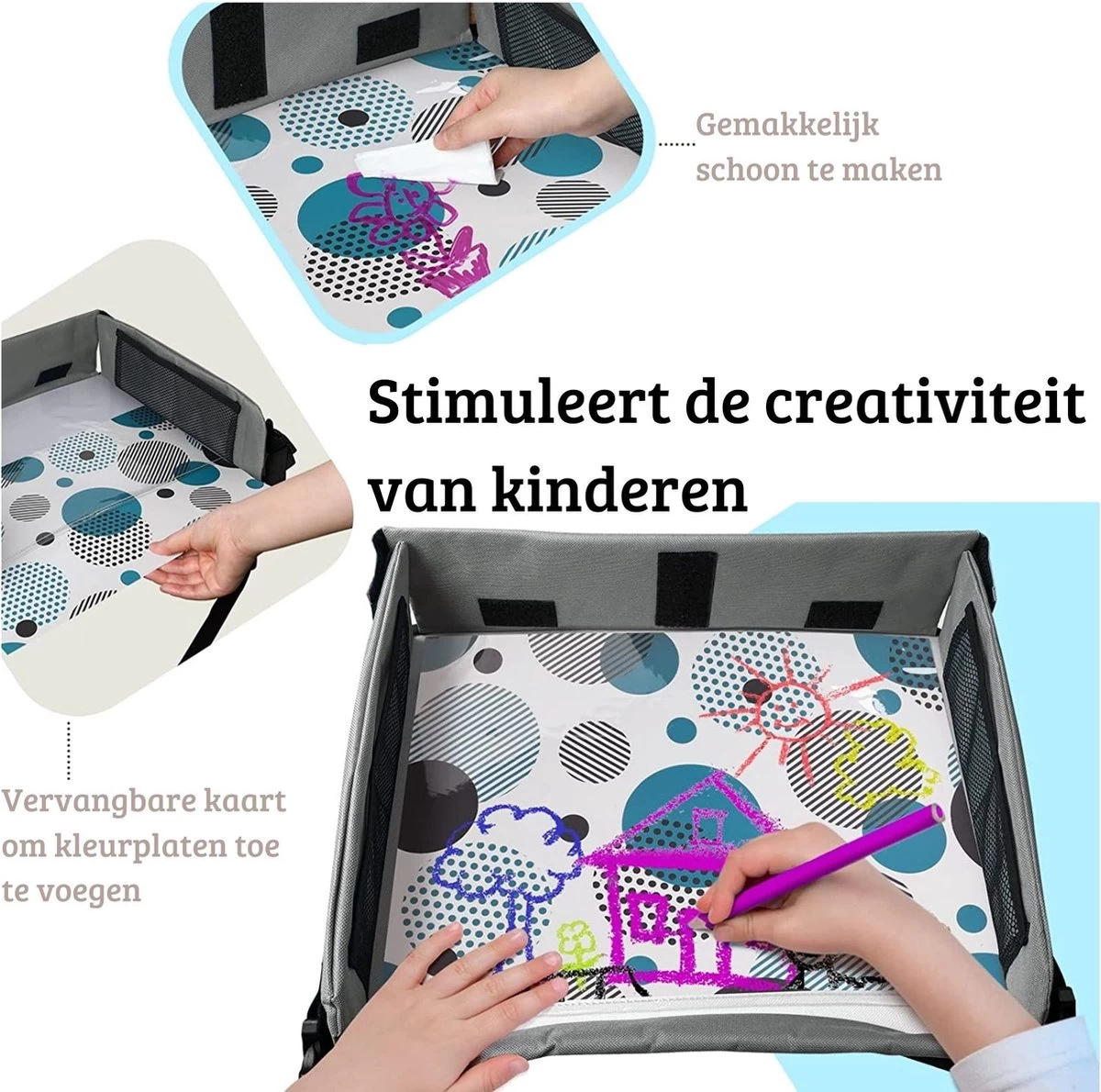 Premium Reistafel Voor Kinderen - Inclusief Tablethouder + Gratis Draagtas En Potloden - Auto Organizer - Playtray - Opvouwbaar - Speeltafel Auto - Tekentafel Auto - Grijs 2 Premium Reistafel Voor Kinderen - Inclusief Tablethouder + Gratis Draagtas En Potloden - Auto Organizer - Playtray - Opvouwbaar - Speeltafel Auto - Tekentafel Auto - Grijs - Afbeelding 2