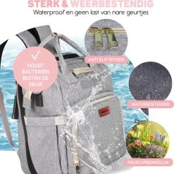 Vulpes BabyCare® Luiertas Rugzak - Luiertassen Met Babybed - Grote Luiertas Met Wieg- Luiertas Verzorgingstas Met Babybedje - Verzorgingsrugzak - Grijs -Kinderwagens Winkel 1200x1193 7