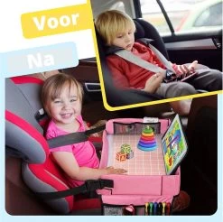 Premium Reistafel Voor Kinderen - Inclusief Tablethouder + Gratis Draagtas En Potloden - Auto Organizer - Playtray - Opvouwbaar - Speeltafel Auto - Tekentafel Auto - Roze -Kinderwagens Winkel 1200x1197 5