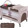 Tectake - Reisbedje Babybed Campingbed Dodo - 132x75x104cm Incl. Aankleedkussen En Draagtas - Bruin - 402203