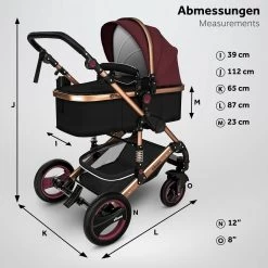 KIDUKU- 3 In 1 Combi-kinderwagen- Bordeaux- Zwart-goud- Buggy Incl. Autostoeltje-regenhoes- Inklapbaar 12 KIDUKU- 3 In 1 Combi-kinderwagen- Bordeaux- Zwart-goud- Buggy Incl. Autostoeltje-regenhoes- Inklapbaar -Kinderwagens Winkel 1200x1200 1282