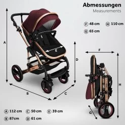 KIDUKU- 3 In 1 Combi-kinderwagen- Bordeaux- Zwart-goud- Buggy Incl. Autostoeltje-regenhoes- Inklapbaar 19 KIDUKU- 3 In 1 Combi-kinderwagen- Bordeaux- Zwart-goud- Buggy Incl. Autostoeltje-regenhoes- Inklapbaar -Kinderwagens Winkel 1200x1200 1289