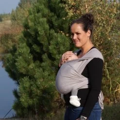 Smallvips Draagdoek Taupe - Rekbare Draagdoek Van Bamboo - Heerlijk Zacht En Koel - Ergonomisch Dragen