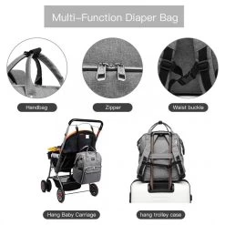 Miss Lulu Luiertas Rugzak - Luiertas Met USB Oplaadstation - Baby Tas Inclusief Buggy En Kinderwagen Haken - Grijs (E6705USB GY) -Kinderwagens Winkel 1200x1200 1419