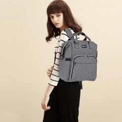 Miss Lulu Luiertas Rugzak - Luiertas Met USB Oplaadstation - Baby Tas Inclusief Buggy En Kinderwagen Haken - Grijs (E6705USB GY) -Kinderwagens Winkel 1200x1200 1422