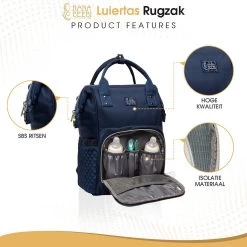 NanaBeebi Luiertas - Rugzak - Met Isoleervak - Blauw- Inclusief Flessenwarmhouder En Kinderwagenhaken -Kinderwagens Winkel 1200x1200 1477