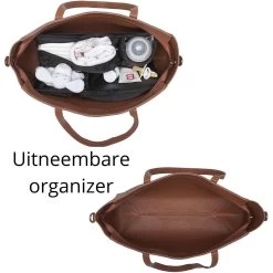 Snoozzz Luiertas Luxe Verzorgingstas – Inclusief Uitneembare Tas Organizer Met Thermovak, Stroller Hooks En Verschoningsmatje - Cognac -Kinderwagens Winkel 1200x1200 1490