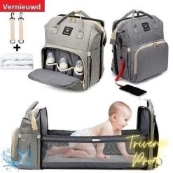 Luier- En Verzorgingstas - Luiertassen - Baby Rug Tas Met Isoleervak - Incl Flessen Verwarmer - Luiertas - Unisex/Jongens/Meisjes - Grijs - Luier Tas - Verzorgingstas Baby - Uitschuifbaar Verschoon/ Slaap Bedje - Incl Matrasje Baby - USB Poort -Kinderwagens Winkel 1200x1200 1529