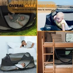 Deryan Baby Luxe Campingbedje – Inclusief Zelfopblaasbare Matras - Zwart -Kinderwagens Winkel 1200x1200 1637