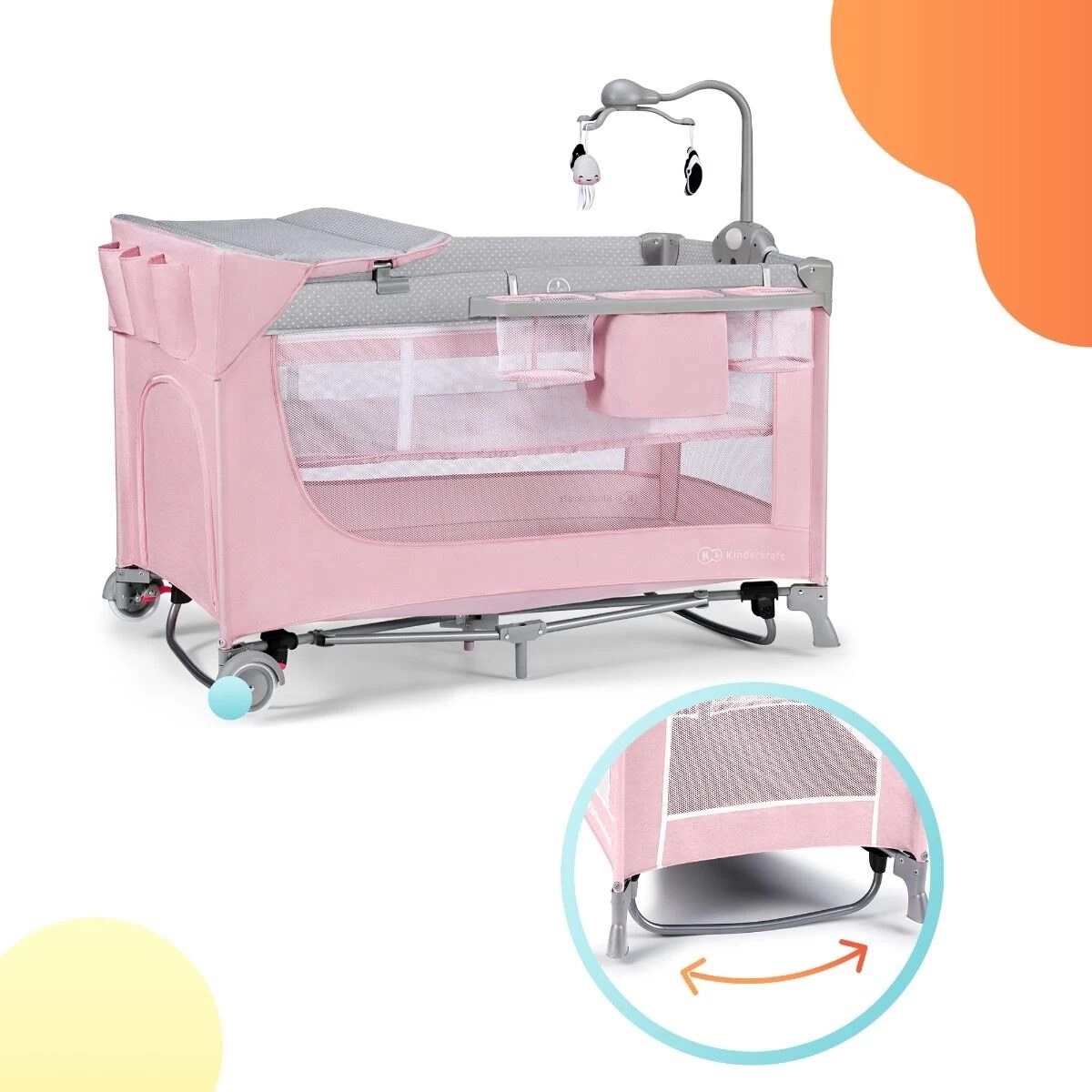 Kinderkraft Campingbed - Leody Met Accessoires - Roze 18 Kinderkraft Campingbed - Leody Met Accessoires - Roze - Afbeelding 18
