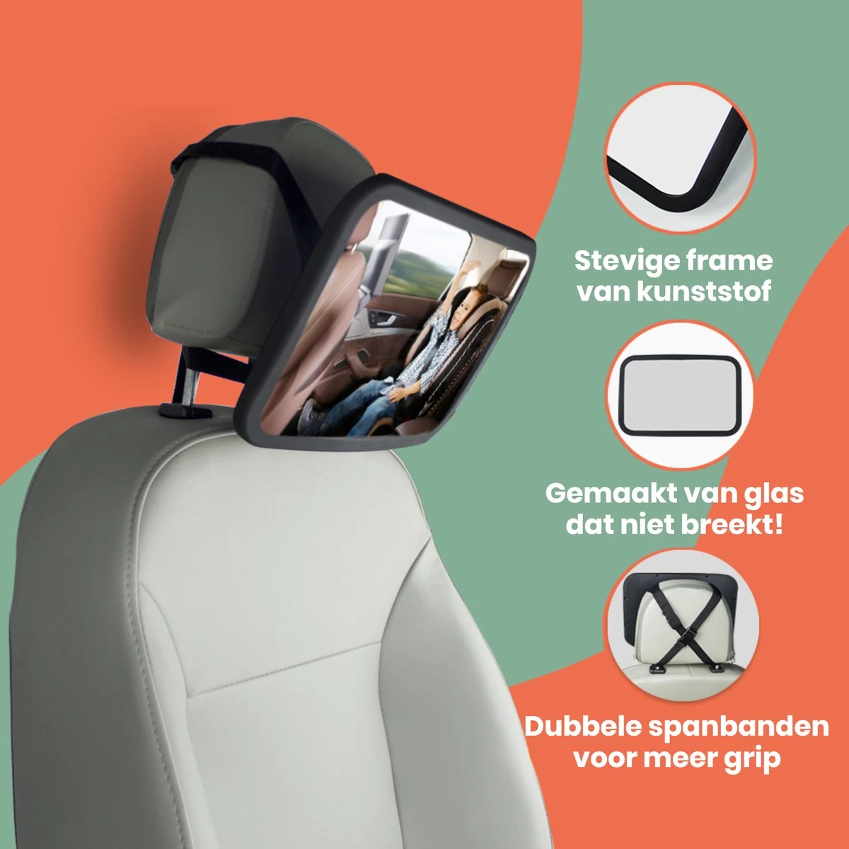 Baby Auto Spiegel - Achterbank Spiegel Baby - Verstelbare Achteruitkijkspiegel - Kinderspiegel 2 Baby Auto Spiegel - Achterbank Spiegel Baby - Verstelbare Achteruitkijkspiegel - Kinderspiegel - Afbeelding 2