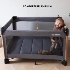 Deryan Luxe Campingbed Compleet - 120x60cm - Bodemverhoger - Verschoonblad - Opbergmand - Grijs -Kinderwagens Winkel 1200x1200 1666