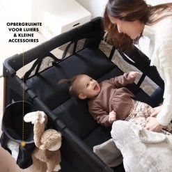 Deryan Luxe Campingbed Compleet - 120x60cm - Bodemverhoger - Verschoonblad - Opbergmand - Zwart -Kinderwagens Winkel 1200x1200 1675