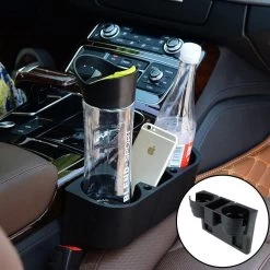 Merkloos Decopatent® Autostoel Organizer - Voor Tussen Auto Stoel / Console - Bekerhouder & Telefoonhouder - Opbergvakken - Auto Organiser