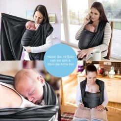 Makimaja Baby Sling - Donkergrijs - Hoge Kwaliteit 100% Natuurlijk Katoen Baby Sling - Baby Sling Pasgeborenen En Baby's Tot 15 Kg - Plus Inclusief: Baby Slabbetje -Kinderwagens Winkel 1200x1200 1993