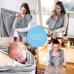 Makimaja Baby Sling - Licht Grijs - Hoge Kwaliteit 100% Natuurlijk Katoen Baby Sling - Baby Sling Pasgeborenen En Baby's Tot 15 Kg - Plus Inclusief: Baby Slabbetje -Kinderwagens Winkel 1200x1200 2059