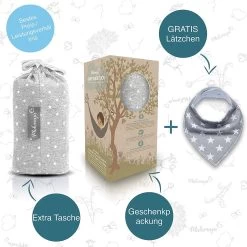 Makimaja Baby Sling - Licht Grijs Met Sterren - Hoge Kwaliteit 100% Natuurlijk Katoen Baby Sling - Baby Sling Pasgeborene En Baby's Tot 15 Kg - Plus Inclusief: Baby Slabbetje -Kinderwagens Winkel 1200x1200 2165