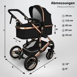 KIDUKU- 3 In 1 Combi-kinderwagen- Zwart/goud- Buggy Incl. Autostoeltje-regenhoes- Inklapbaar 12 KIDUKU- 3 In 1 Combi-kinderwagen- Zwart/goud- Buggy Incl. Autostoeltje-regenhoes- Inklapbaar -Kinderwagens Winkel 1200x1200 2247