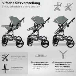 KIDUKU- 3 In 1 Combi-kinderwagen- Grijs/zilver- Buggy Incl. Autostoeltje-regenhoes- Inklapbaar -Kinderwagens Winkel 1200x1200 2262