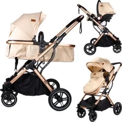 Ding Juna Kinderwagen 3 In 1 - Beige/Rose - Combi Kinderwagen Incl. Autostoel -Kinderwagens Winkel 1200x1200 2293