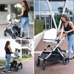 Deryan Evy Kinderwagen - Duo Kinderwagen - Uitbreidbaar - Inclusief Reiswieg - Creme -Kinderwagens Winkel 1200x1200 2298