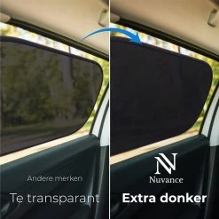 Nuvance - Zonnescherm Auto - 2 Stuks - Met UV Protectie Voor Baby En Kind - Zonwering Zijruiten - Zelfklevend - One Size - Zwart -Kinderwagens Winkel 1200x1200 246