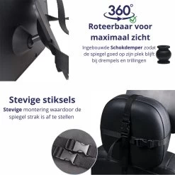 Nelbar Autospiegel Baby Verstelbaar – Achteruitkijkspiegel – Drempelproef – Baby Spiegel Auto Achterbank – Achteruitkijk Spiegel – 360 Graden Verstelbaar – XL Formaat -Kinderwagens Winkel 1200x1200