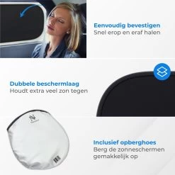 Nuvance - Zonnescherm Auto - 2 Stuks - Met UV Protectie Voor Baby En Kind - Zonwering Zijruiten - Zelfklevend - One Size - Zwart -Kinderwagens Winkel 1200x1200 248