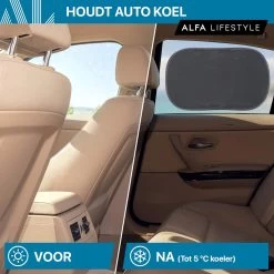 ALFA LIFESTYLE® Statische Zonneschermen - SHADE PRO V3 – Zwart Transparant Zonnescherm – UV Protectie Bescherming - Zonwering Auto - 2 Stuks -Kinderwagens Winkel 1200x1200 3