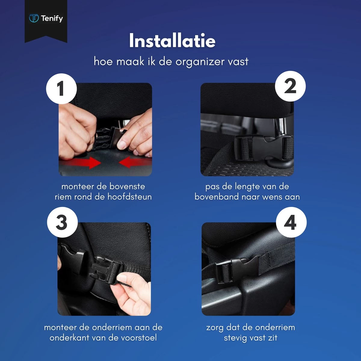 Tenify Premium Luxe & Stevige Auto Organizer Met Tablet Houder - Set Van 2 - Extra Opbergruimte - Beschermer - Autostoel - Accessories 7 Tenify Premium Luxe & Stevige Auto Organizer Met Tablet Houder - Set Van 2 - Extra Opbergruimte - Beschermer - Autostoel - Accessories - Afbeelding 7