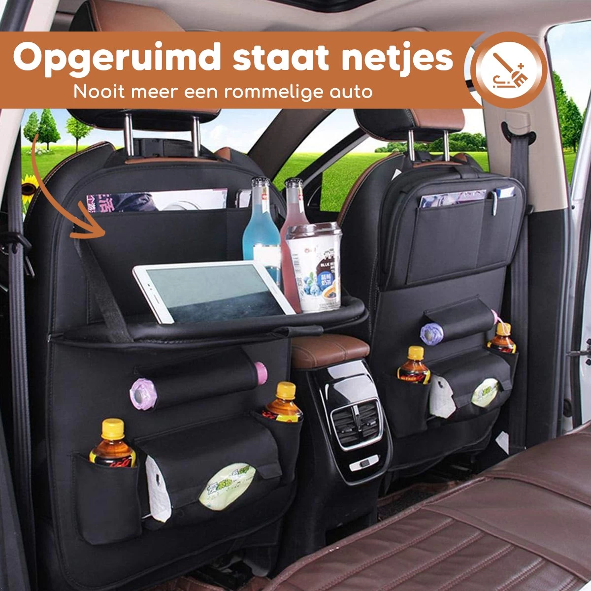 Bablue Autostoel Organizer - Zwart - 1 Stuks - Stevig PU Leer - Met Uitklapbare Tafel - Auto Organizer - Auto Accessories Interieur - Autostoel Organizer Tablet Houder - Autostoel Beschermer 5 Bablue Autostoel Organizer - Zwart - 1 Stuks - Stevig PU Leer - Met Uitklapbare Tafel - Auto Organizer - Auto Accessories Interieur - Autostoel Organizer Tablet Houder - Autostoel Beschermer - Afbeelding 5